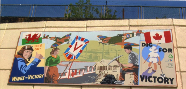 Mount Pleasant, Merthyr Vale memorial mural for Canadian Spitfire pilots who crashed here in 1941